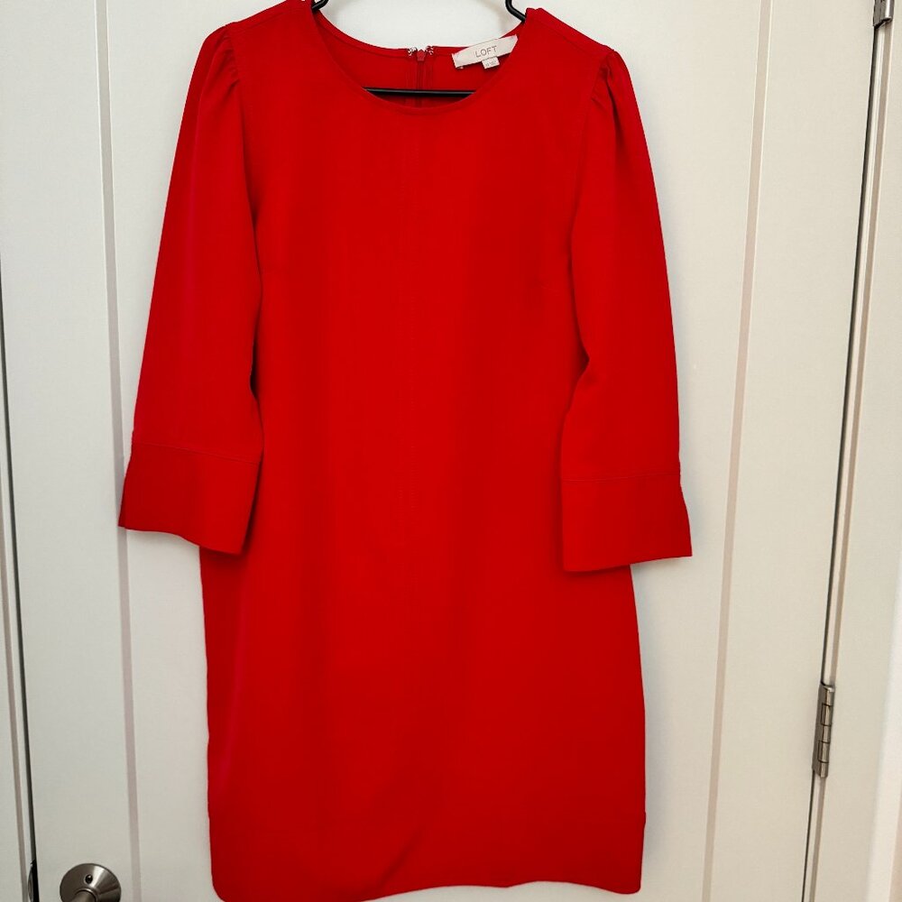 Loft Red Shift Dress